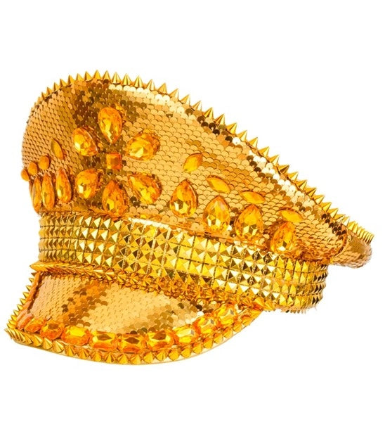 Widmann SRL Pet met juwelen en pailletten goud hoed Roos