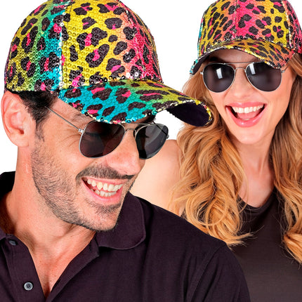 Widmann SRL Pet pailletten regenboog luipaard