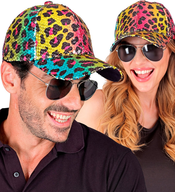 Widmann SRL Pet pailletten regenboog luipaard