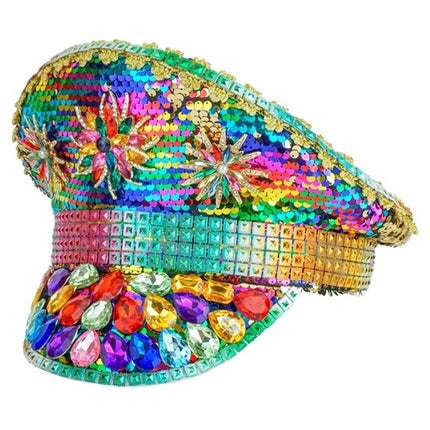 Widmann SRL Pet pride met juwelen pailletten regenboog hoed Julia