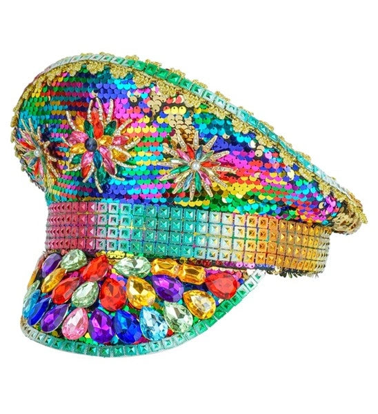 Widmann SRL Pet pride met juwelen pailletten regenboog hoed Julia
