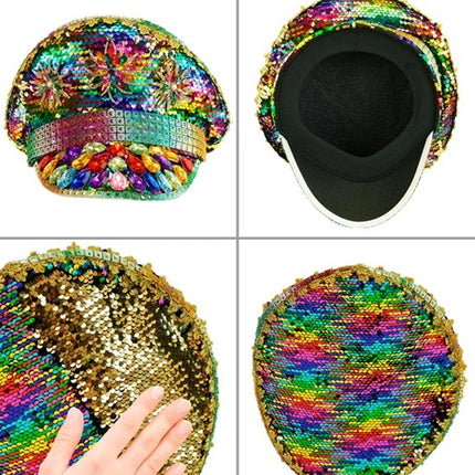 Widmann SRL Pet pride met juwelen pailletten regenboog hoed Julia