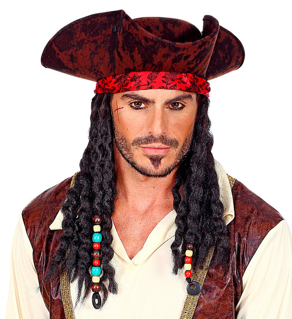 Widmann SRL Piraten hoed met bandana en dreadlocks