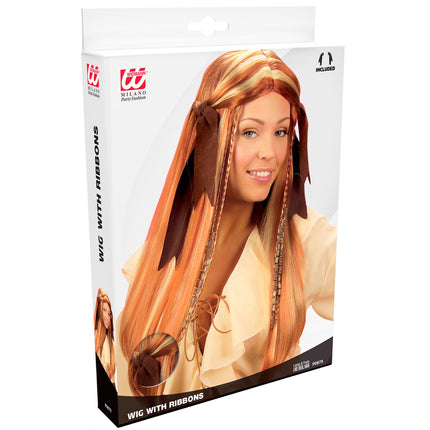 Widmann SRL Piraten pruik blond bruin met vlechtjes