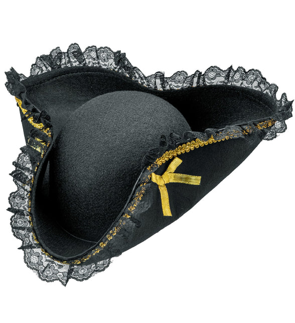 Widmann SRL Piraten tricorn met gouden decoratie en kant
