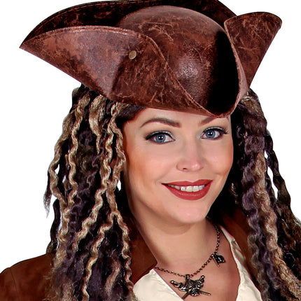 Widmann SRL Piratenhoed driesteek bruin