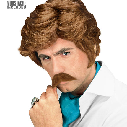 Widmann SRL Playboy pruik met snor blond