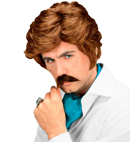 Widmann SRL Playboy pruik met snor blond