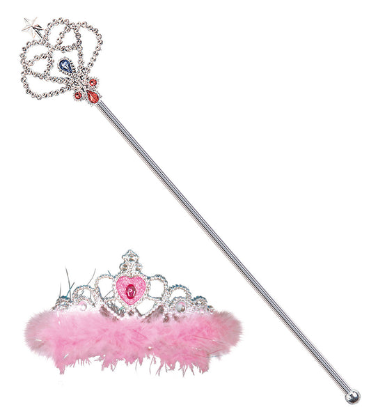 Widmann SRL Prinsessenkroon met stafje en marabou