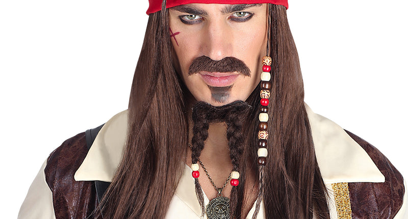 Widmann SRL Pruik Caribische piraat met toebehoren