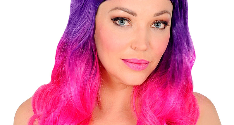 Widmann SRL Pruik dip dye paars roze