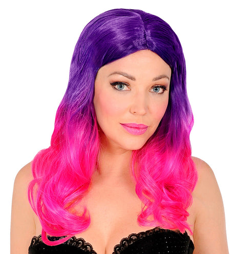 Widmann SRL Pruik dip dye paars roze