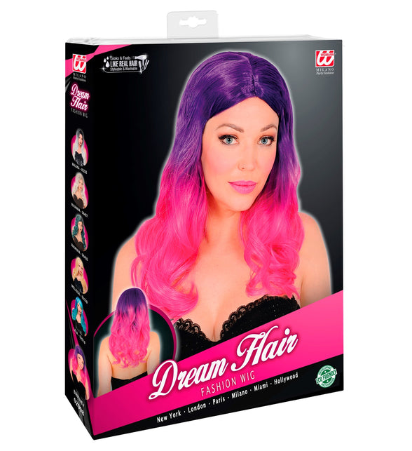 Widmann SRL Pruik dip dye paars roze