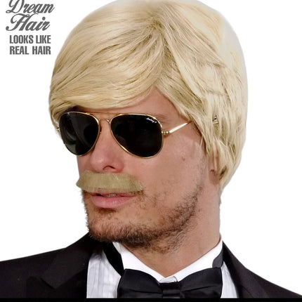 Widmann SRL pruik droomhaar playboy met snor blond