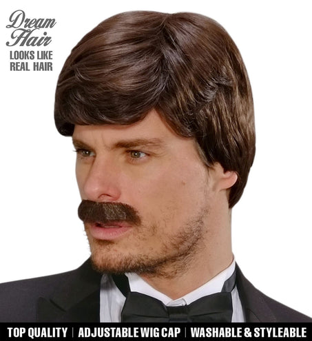 Widmann SRL pruik droomhaar playboy met snor bruin