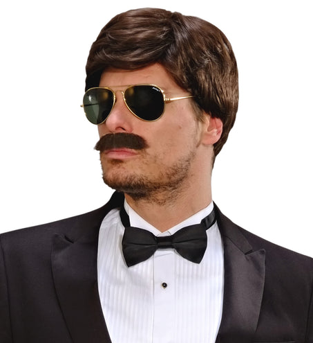 Widmann SRL pruik droomhaar playboy met snor bruin