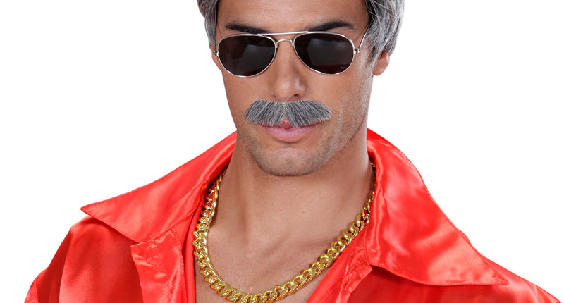 Widmann SRL pruik droomhaar playboy met snor grijs