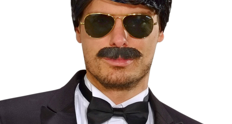 Widmann SRL pruik droomhaar playboy met snor zwart