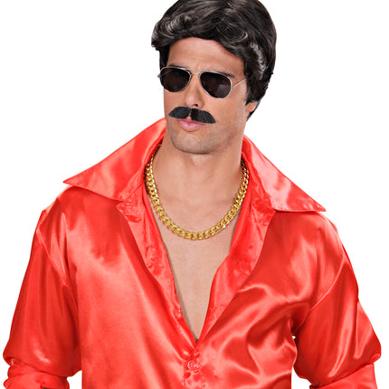 Widmann SRL pruik droomhaar playboy met snor zwart