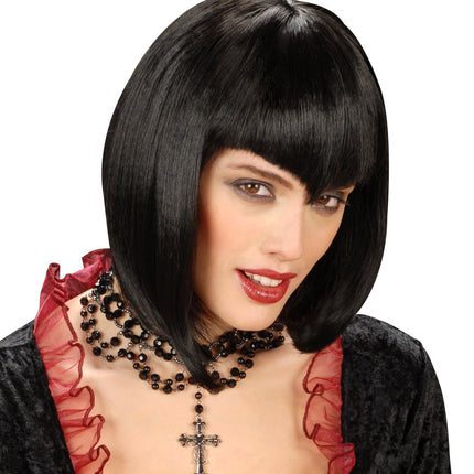 Widmann SRL pruik gothic vamp zwart