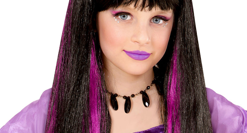 Widmann SRL Pruik, Heks Met Paarse Strepen Kind