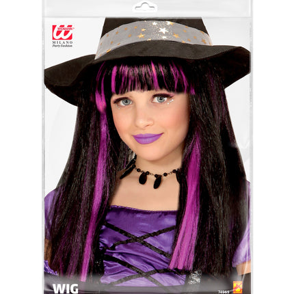 Widmann SRL Pruik, Heks Met Paarse Strepen Kind