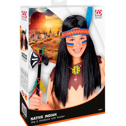 Widmann SRL Pruik indiaan voor kinderen