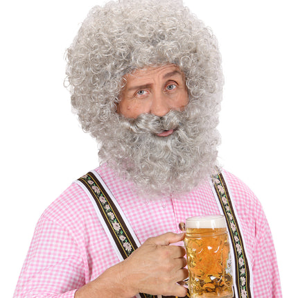 Widmann SRL pruik karakter met krullen en baard grijs