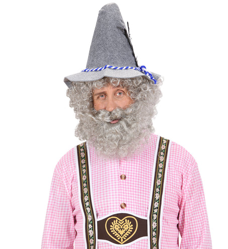 Widmann SRL pruik karakter met krullen en baard grijs