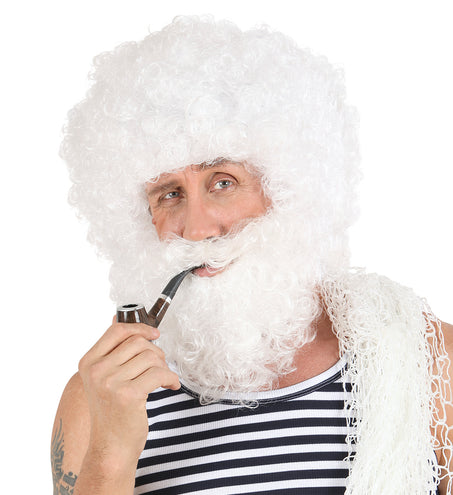 Widmann SRL pruik karakter met krullen en baard wit
