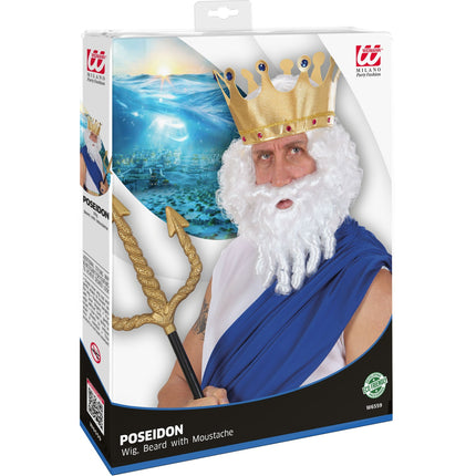 Widmann SRL pruik karakter met lokken en baard wit