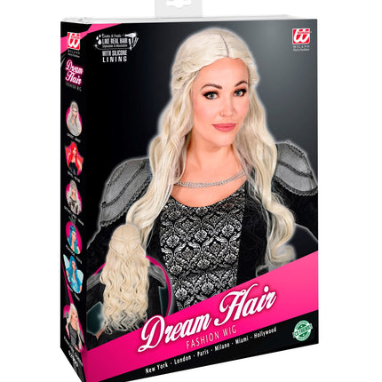 Widmann SRL Pruik lange blonde haren met krul