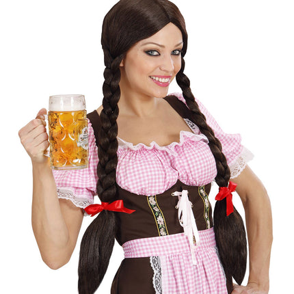 Widmann SRL pruik lange vlechten bruin