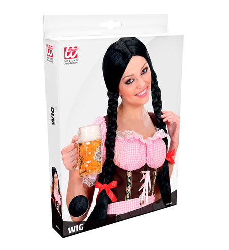 Widmann SRL pruik lange vlechten zwart