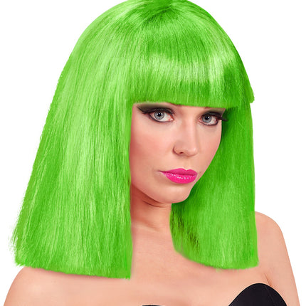 Widmann SRL Pruik neon groen showgirl