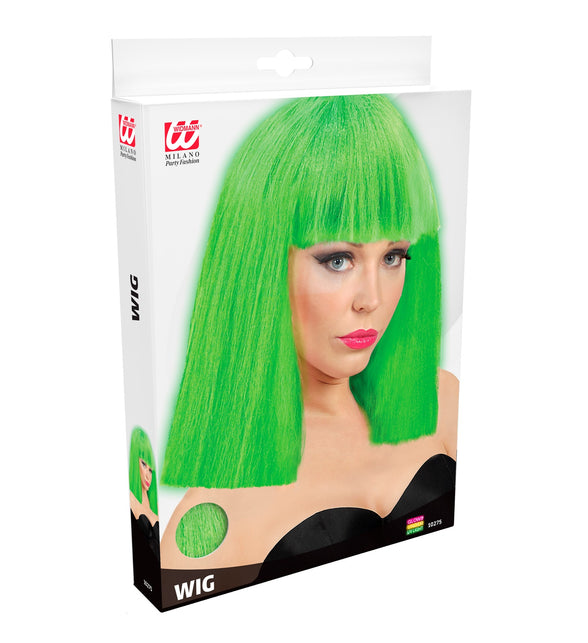 Widmann SRL Pruik neon groen showgirl