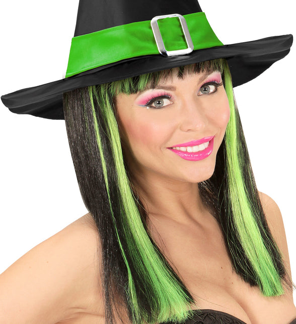 Widmann SRL Pruik, Patsy Neon Groene Strepen