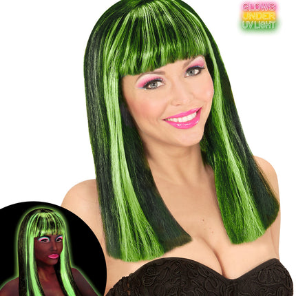 Widmann SRL Pruik, Patsy Neon Groene Strepen
