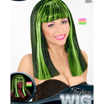 Widmann SRL Pruik, Patsy Neon Groene Strepen