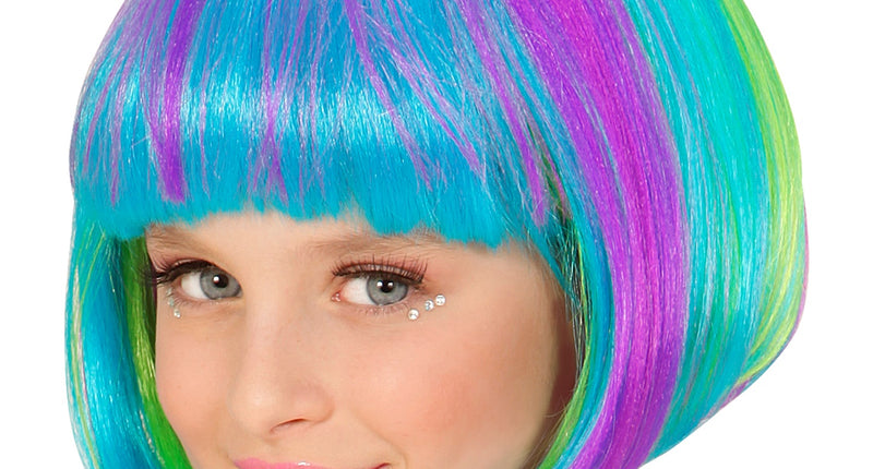 Widmann SRL Pruik popster kind in neon kleuren