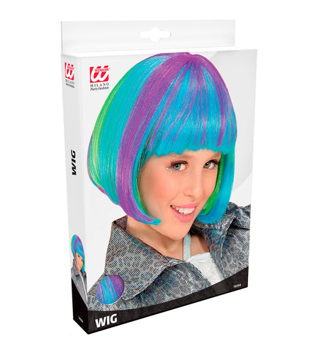 Widmann SRL Pruik popster kind in neon kleuren