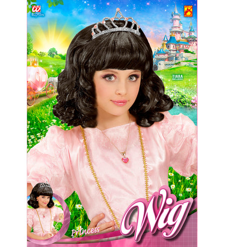 Widmann SRL Pruik, Prinses Zwart Met Kroon Kind