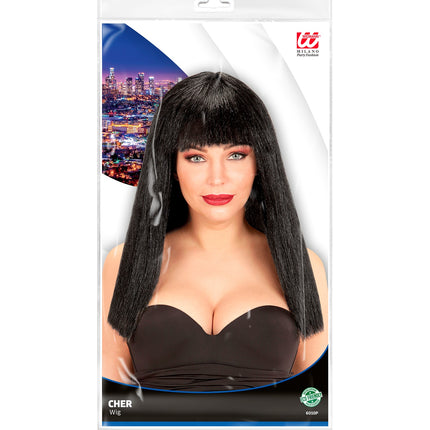 Widmann SRL Pruik stijl haar met pony zwart