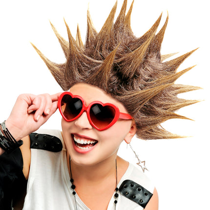 Widmann SRL Punk rocker pruik met spikes
