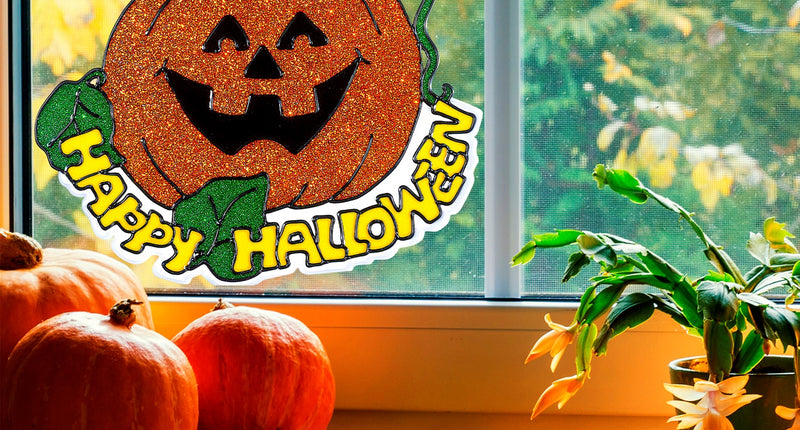 Widmann SRL Raamsticker Happy halloween pompoen