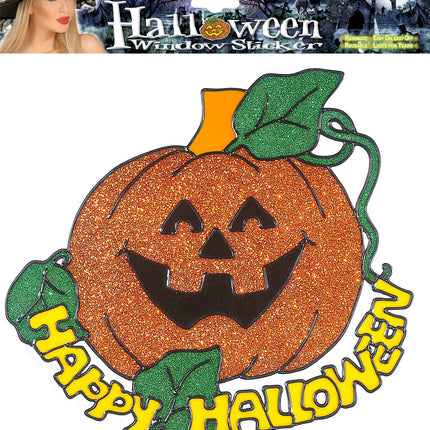 Widmann SRL Raamsticker Happy halloween pompoen