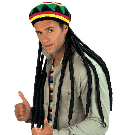Widmann SRL Rasta muts met lange dreadlocks reggae