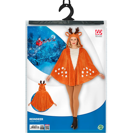 Widmann SRL Rendier poncho met muts volwassenen