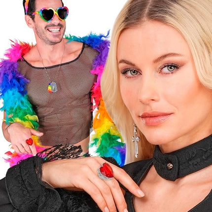 Widmann SRL Ring hard met rode edelsteen kostuum Anouk