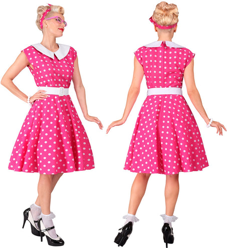 Widmann SRL Rock-'n-roll fashion jurk roze 50s